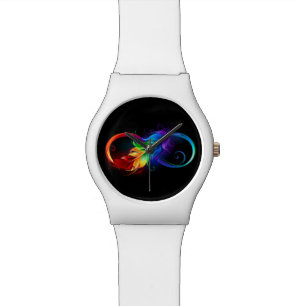 Infinity Symbol with Rainbow Feather Watch