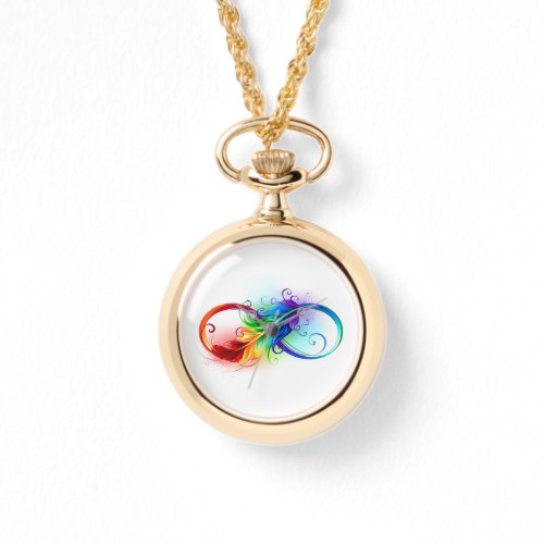 Infinity Symbol with Rainbow Feather Watch