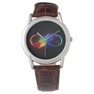 Infinity Symbol with Rainbow Feather Watch