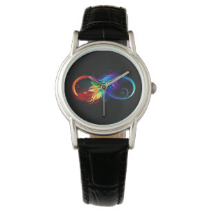 Infinity Symbol with Rainbow Feather Watch