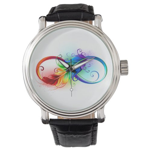 Infinity Symbol with Rainbow Feather Watch