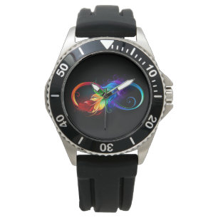 Infinity Symbol with Rainbow Feather Watch