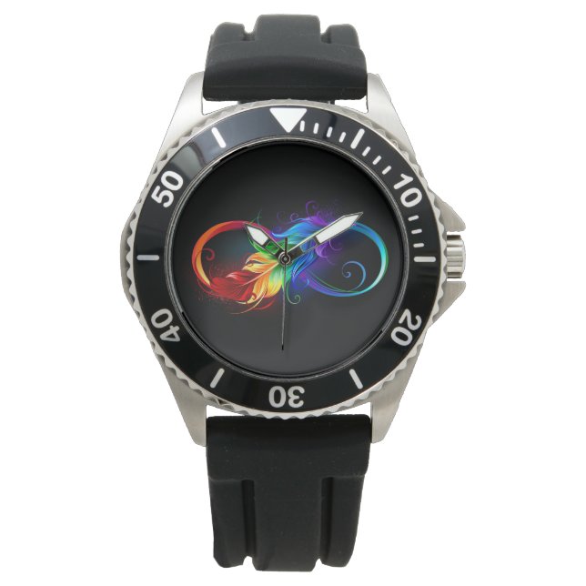 Infinity Symbol with Rainbow Feather Watch (Front)