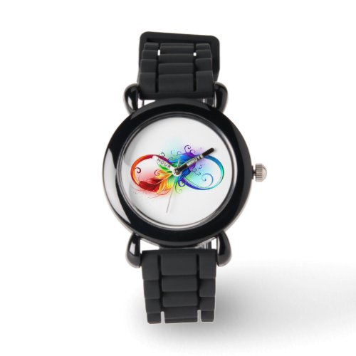 Infinity Symbol with Rainbow Feather Watch