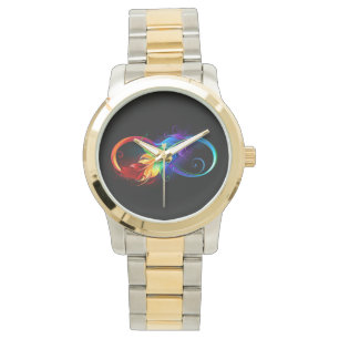 Infinity Symbol with Rainbow Feather Watch
