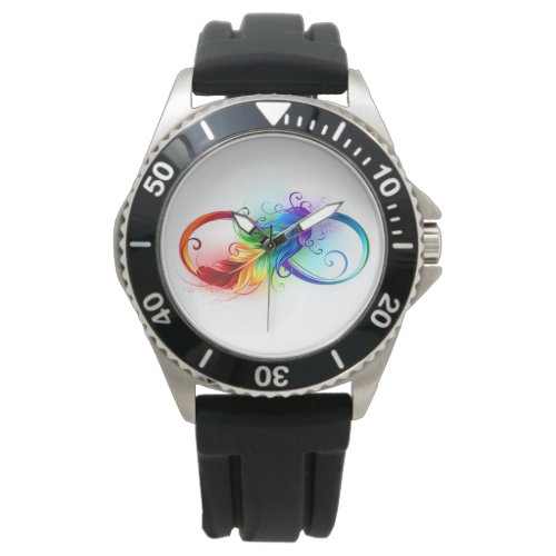 Infinity Symbol with Rainbow Feather Watch