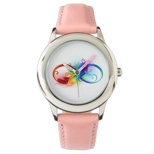 Infinity Symbol with Rainbow Feather Watch