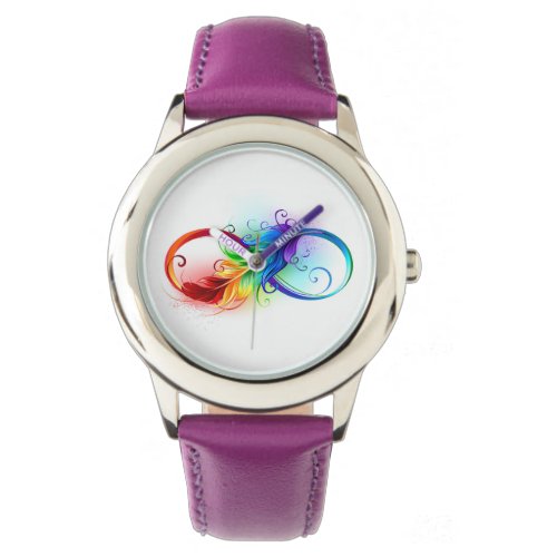 Infinity Symbol with Rainbow Feather Watch