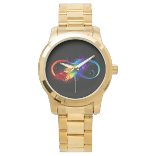 Infinity Symbol with Rainbow Feather Watch