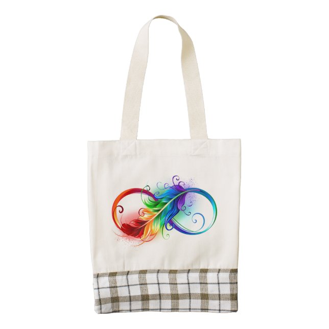 Infinity Symbol with Rainbow Feather Zazzle HEART Tote Bag (Front)