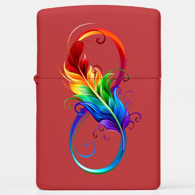 Infinity Symbol with Rainbow Feather Zippo Lighter (Front)