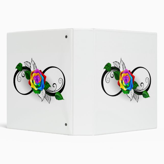 Infinity Symbol with Rainbow Rose 3 Ring Binder (Background)