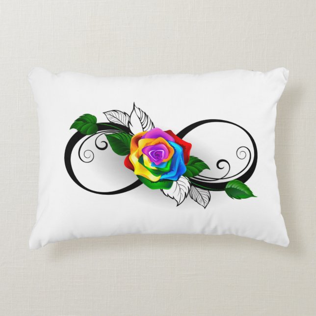 Infinity Symbol with Rainbow Rose Accent Pillow (Front)