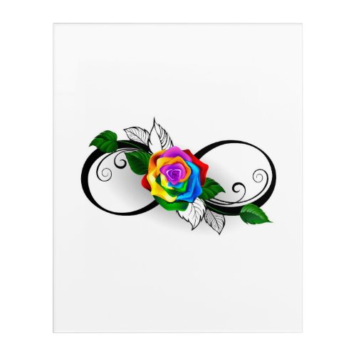 Infinity Symbol with Rainbow Rose Acrylic Print