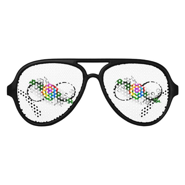Infinity Symbol with Rainbow Rose Aviator Sunglasses (Front)