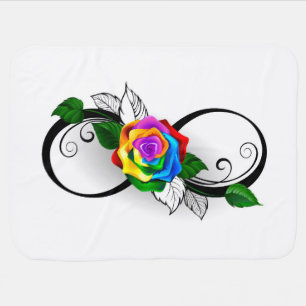 Infinity Symbol with Rainbow Rose Baby Blanket