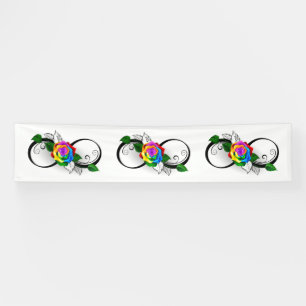 Infinity Symbol with Rainbow Rose Banner