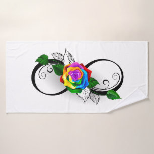 Infinity Symbol with Rainbow Rose Bath Towel Set