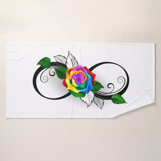 Infinity Symbol with Rainbow Rose Bath Towel Set (Bath Towel)