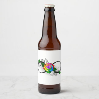 Infinity Symbol with Rainbow Rose Beer Bottle Label