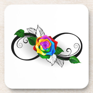 Infinity Symbol with Rainbow Rose Beverage Coaster