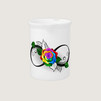 Infinity Symbol with Rainbow Rose Beverage Pitcher
