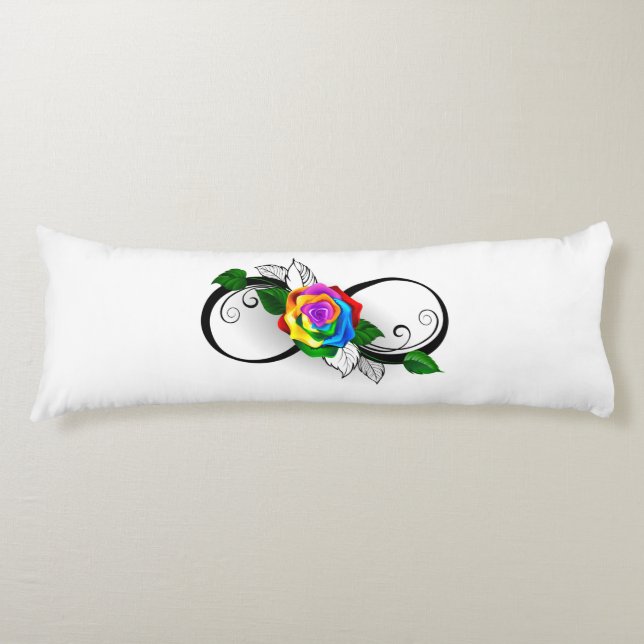 Infinity Symbol with Rainbow Rose Body Pillow (Front)