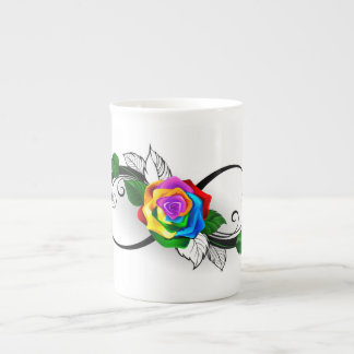 Infinity Symbol with Rainbow Rose Bone China Mug