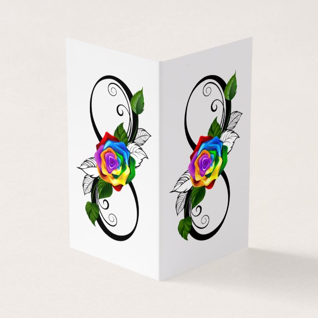 Infinity Symbol with Rainbow Rose Business Card (Outside)