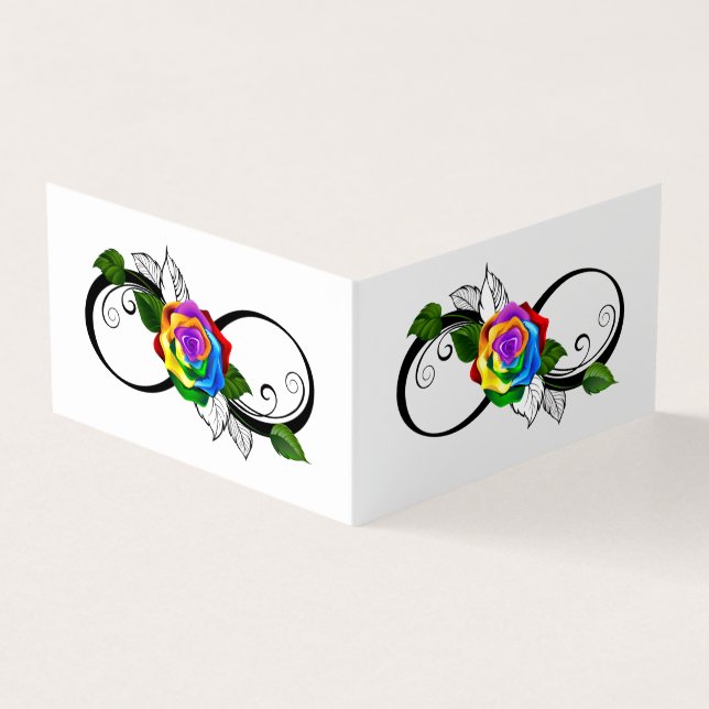 Infinity Symbol with Rainbow Rose Business Card (Outside)