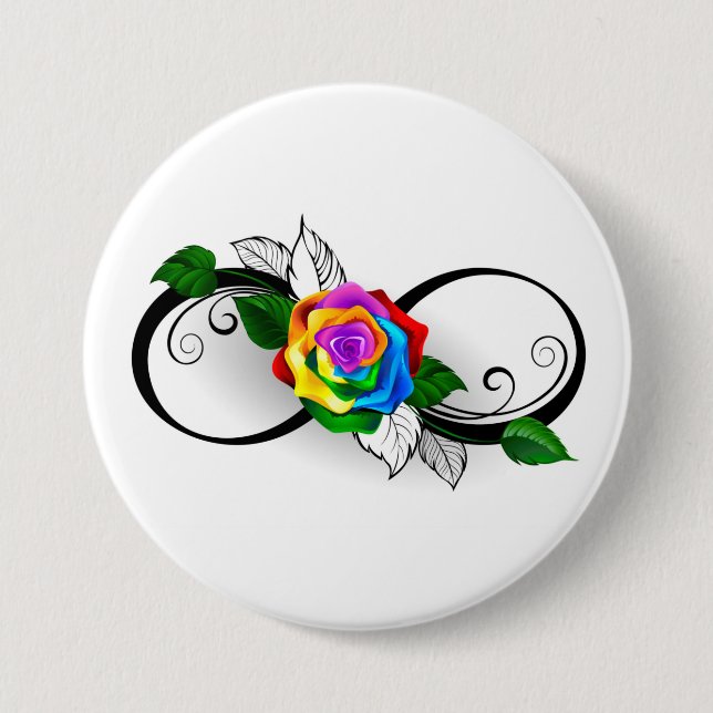 Infinity Symbol with Rainbow Rose Button (Front)
