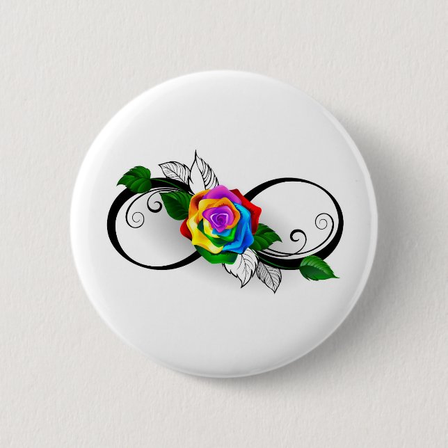 Infinity Symbol with Rainbow Rose Button (Front)