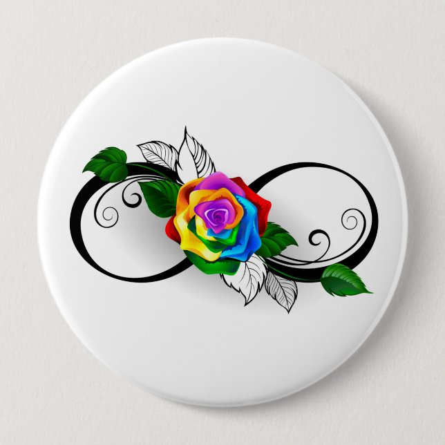 Infinity Symbol with Rainbow Rose Button (Front)