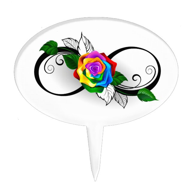 Infinity Symbol with Rainbow Rose Cake Topper (Front)