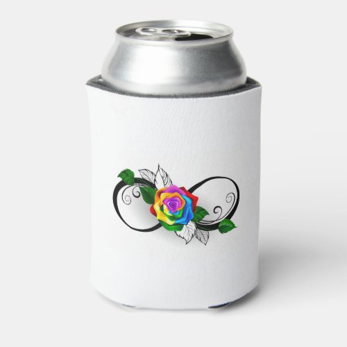 Infinity Symbol with Rainbow Rose Can Cooler