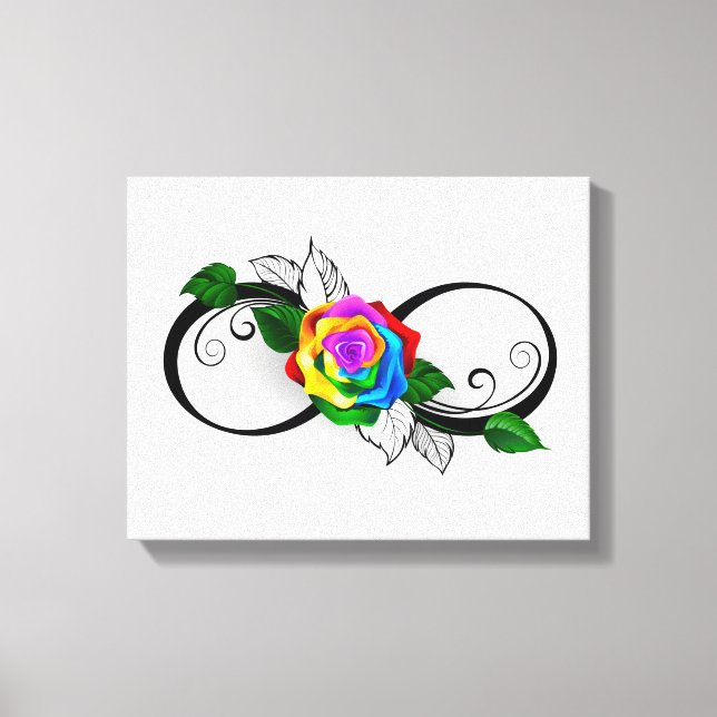 Infinity Symbol with Rainbow Rose Canvas Print (Front)