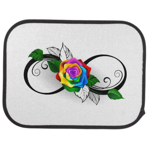 Infinity Symbol with Rainbow Rose Car Floor Mat