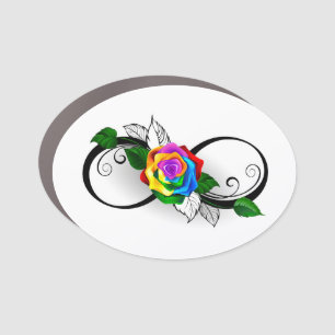 Infinity Symbol with Rainbow Rose Car Magnet