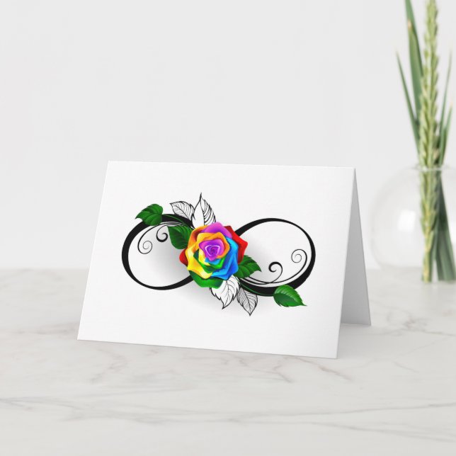 Infinity Symbol with Rainbow Rose Card (Front)