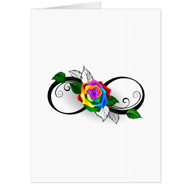 Infinity Symbol with Rainbow Rose Card (Front)