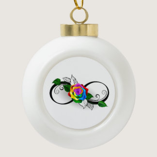Infinity Symbol with Rainbow Rose Ceramic Ball Christmas Ornament
