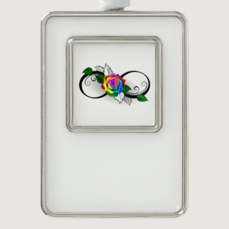 Infinity Symbol with Rainbow Rose Christmas Ornament