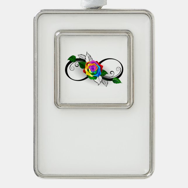 Infinity Symbol with Rainbow Rose Christmas Ornament (Front)