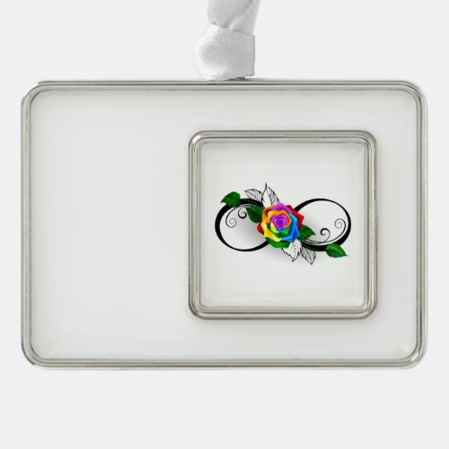 Infinity Symbol with Rainbow Rose Christmas Ornament