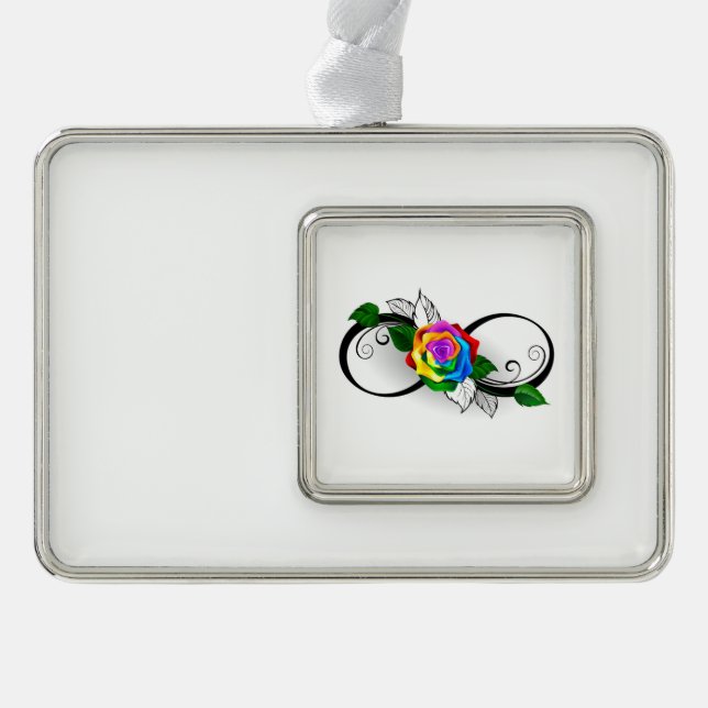 Infinity Symbol with Rainbow Rose Christmas Ornament (Front)