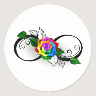 Infinity Symbol with Rainbow Rose Classic Round Sticker