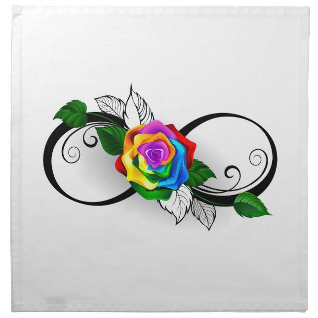 Infinity Symbol with Rainbow Rose Cloth Napkin (Front)