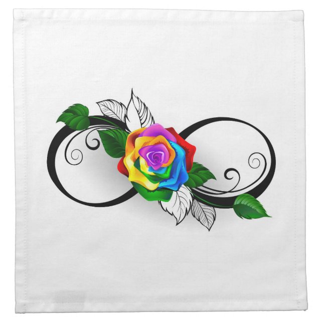 Infinity Symbol with Rainbow Rose Cloth Napkin (Front)