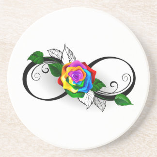 Infinity Symbol with Rainbow Rose Coaster
