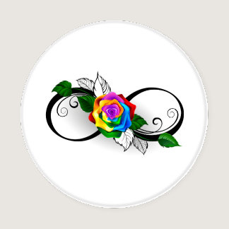 Infinity Symbol with Rainbow Rose Coaster Set